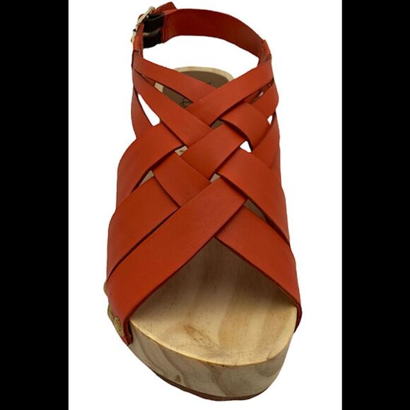Jax & Bard Leather Wooden Clogs Jewell Luggage Coral - Medium - Picture 3 of 5